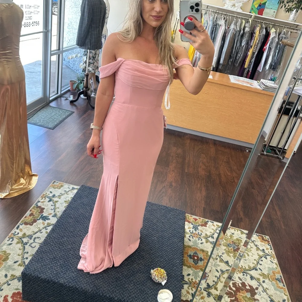 Azazie Saige Rosette Chiffon Gown - Picture 2 of 12